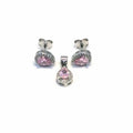 White-pink stone drop earring with plug earrings pendant