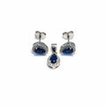 White-dark blue stone drop earring with plug earring pendant
