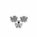 Silver white stone butterfly earrings and pendant set