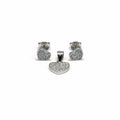 White stone heart earrings with silver plug earrings pendant