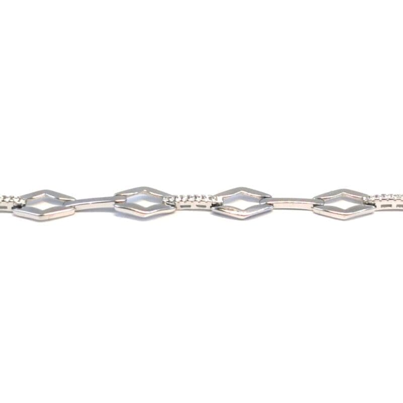 white stone rhombus bead bracelet in hallmarked, rhodium-plated 925 sterling silver – detail view – DRESCHER Jewellery®