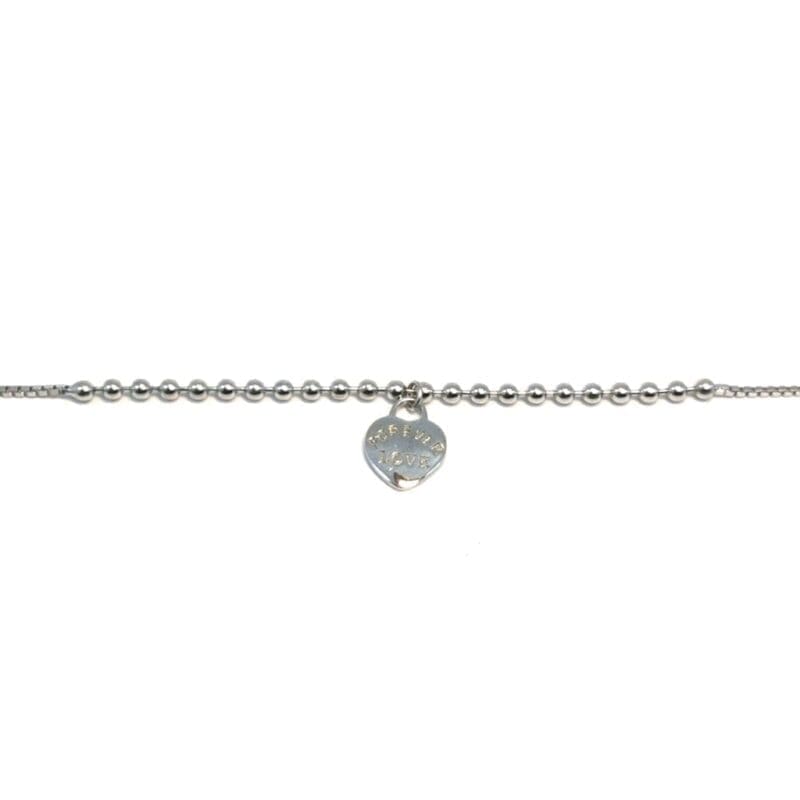 white stone heart with key bracelet in hallmarked, rhodium-plated 925 sterling silver – full front view – DRESCHER Jewellery®