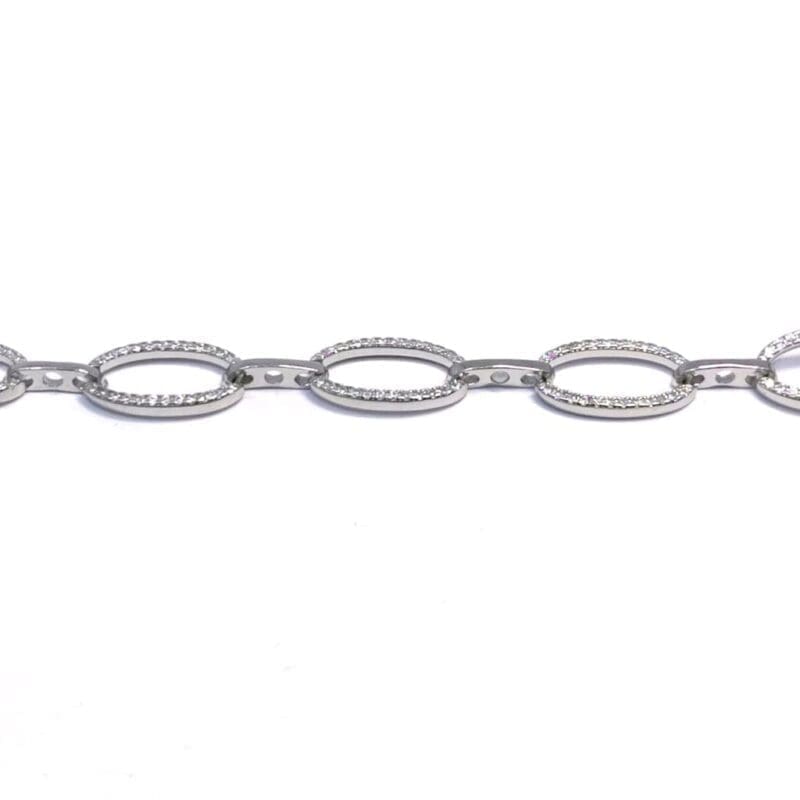 white stone design beaded bracelet in hallmarked, rhodium-plated 925 sterling silver – full front view – DRESCHER Jewellery®