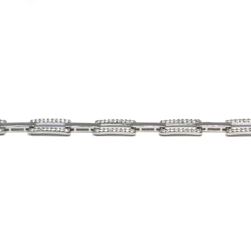 white stone rectangle design bracelet in hallmarked, rhodium-plated 925 sterling silver – full front view – DRESCHER Jewellery®