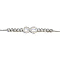 Silver white stone infinity sign button bracelet