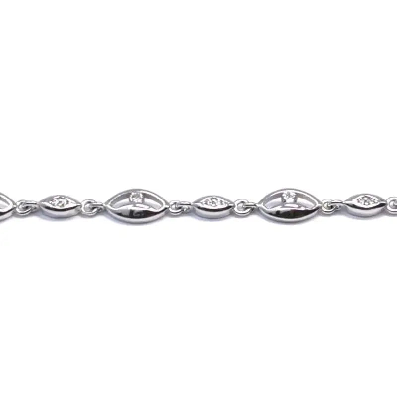 fantasy bracelet decorated with small stones in hallmarked, rhodium-plated 925 sterling silver – full front view – DRESCHER Jewellery®