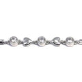 Silver white stone heart bracelet with 3 buttons