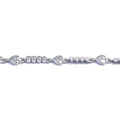 Silver white stone heart motif button bracelet