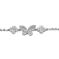 Silver white stone butterfly bracelet with small flower