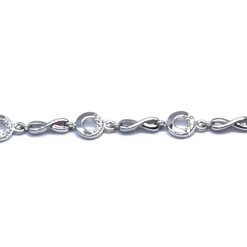 Silver white stone infinity sign bracelet