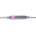Silver baby bracelet with pink heart