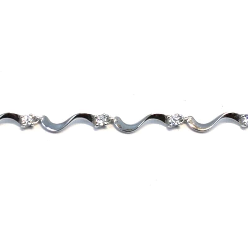 white stone bracelet with wavy claw setting in hallmarked, rhodium-plated 925 sterling silver – alternate front view – DRESCHER Jewellery®