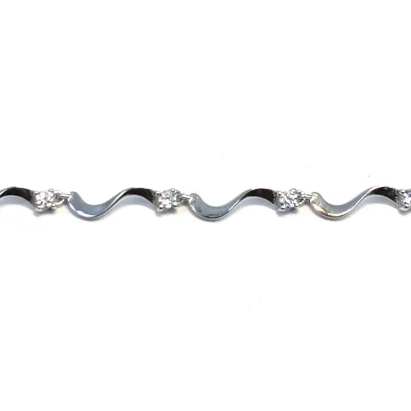 white stone bracelet with wavy claw setting in hallmarked, rhodium-plated 925 sterling silver – front view – DRESCHER Jewellery®