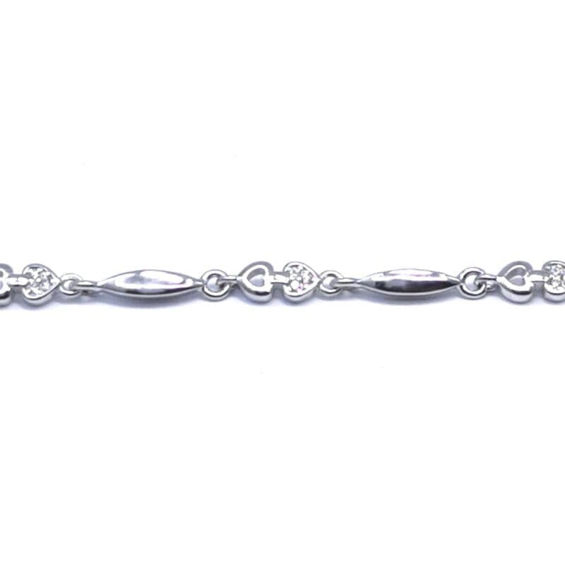 double heart bracelet with stones in hallmarked, rhodium-plated 925 sterling silver – full front view – DRESCHER Jewellery®