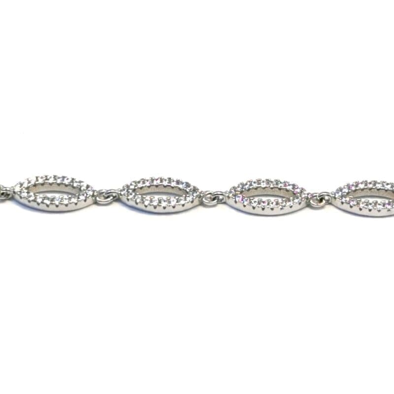 white small stone navettes bracelet in hallmarked, rhodium-plated 925 sterling silver – alternate front view – DRESCHER Jewellery®