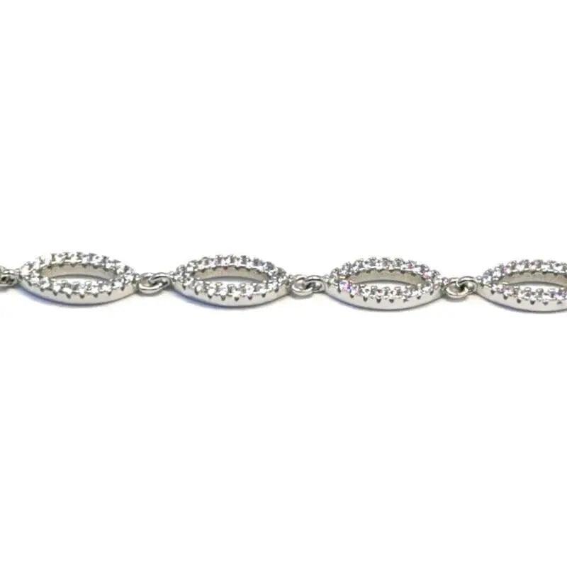 white small stone navettes bracelet in hallmarked, rhodium-plated 925 sterling silver – front view – DRESCHER Jewellery®