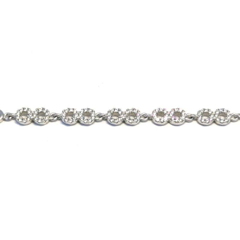 white stone 8 motif bracelet in hallmarked, rhodium-plated 925 sterling silver – full front view – DRESCHER Jewellery®