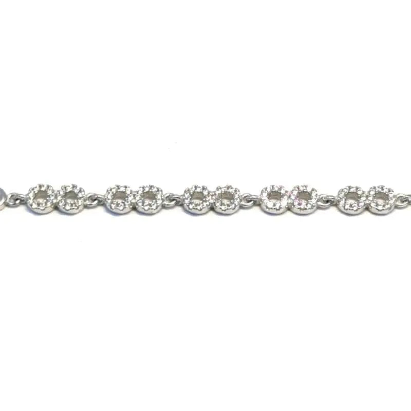 white stone 8 motif bracelet in hallmarked, rhodium-plated 925 sterling silver – full front view – DRESCHER Jewellery®
