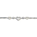 Silver white stone bracelet with 3 hearts