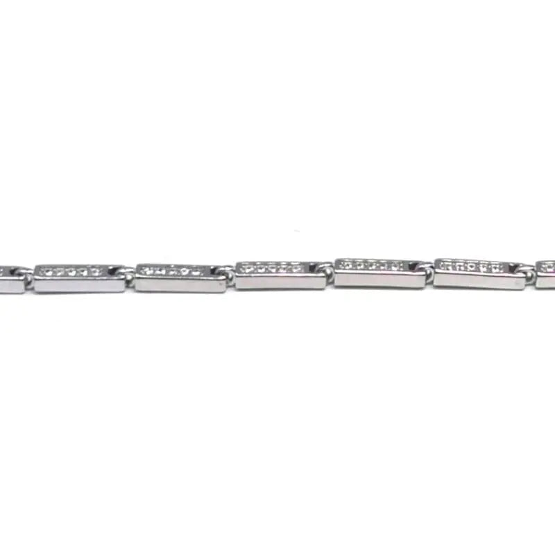 design white stone bracelet in hallmarked, rhodium-plated 925 sterling silver – full front view – DRESCHER Jewellery®