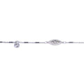 Silver white stone chain bracelet with eye motif