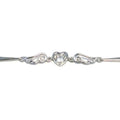 Silver white stone heart bracelet with angel wings