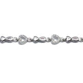 Silver white stone heart bracelet