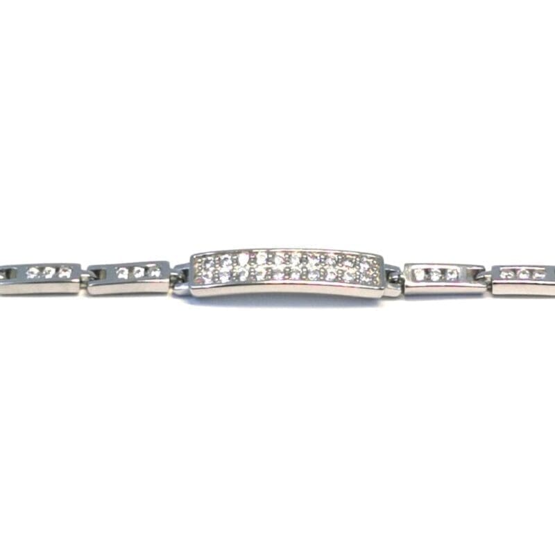 white stone design bracelet in hallmarked, rhodium-plated 925 sterling silver – alternate front view – DRESCHER Jewellery®