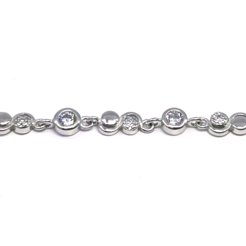 white micro stone button bracelet in hallmarked, rhodium-plated 925 sterling silver – alternate front view – DRESCHER Jewellery®