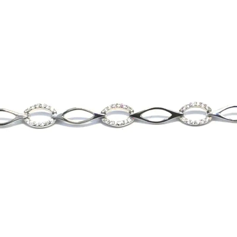 white stone fantasy pattern bracelet in hallmarked, rhodium-plated 925 sterling silver – front view – DRESCHER Jewellery®