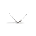 Elegant V-shaped necklace with white stones and a button setting