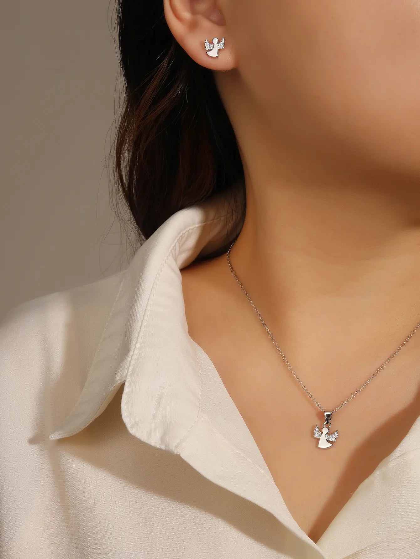 Angel jewel set AG925 silver, rhodium plated (without chain)