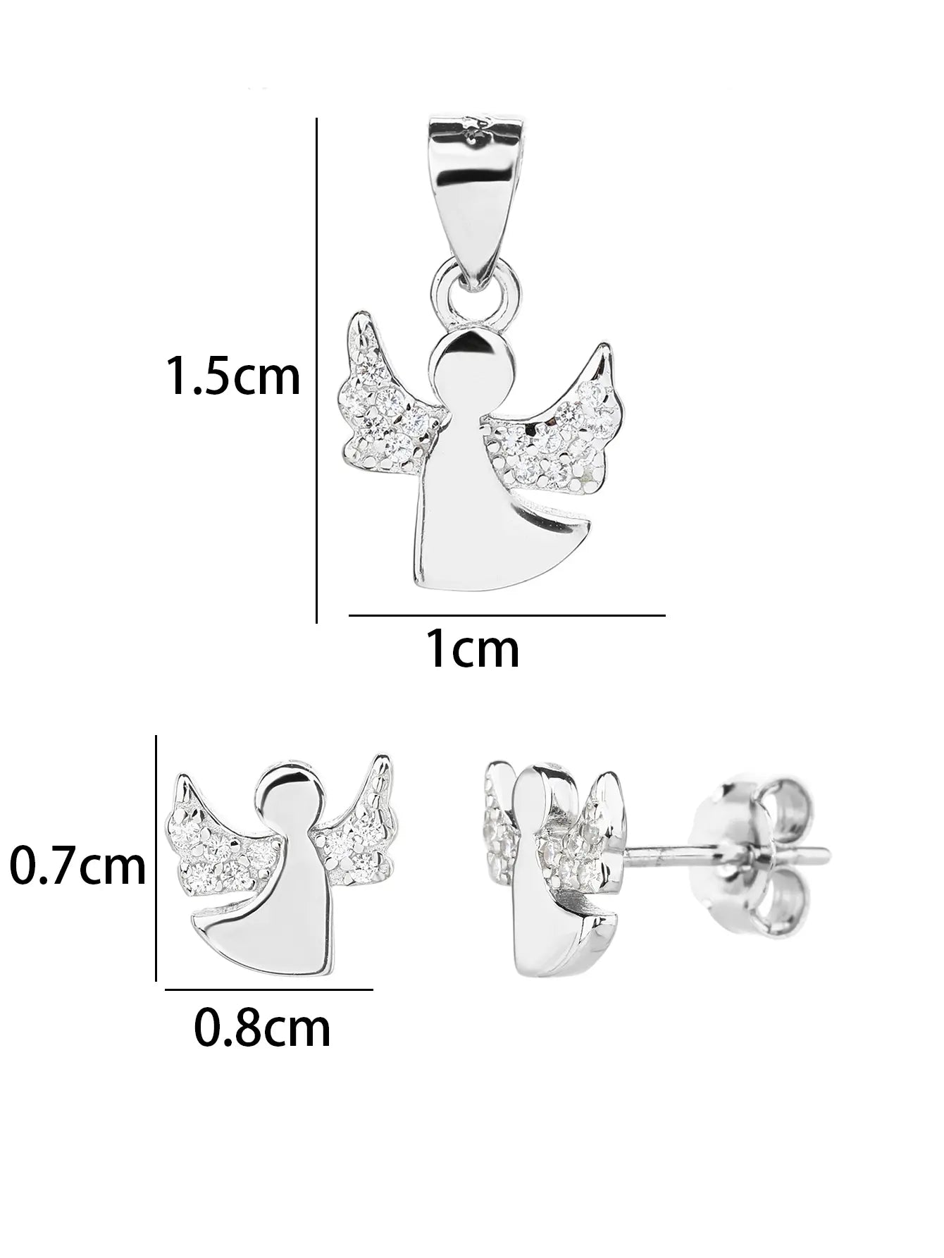Angel jewel set AG925 silver, rhodium plated (without chain)