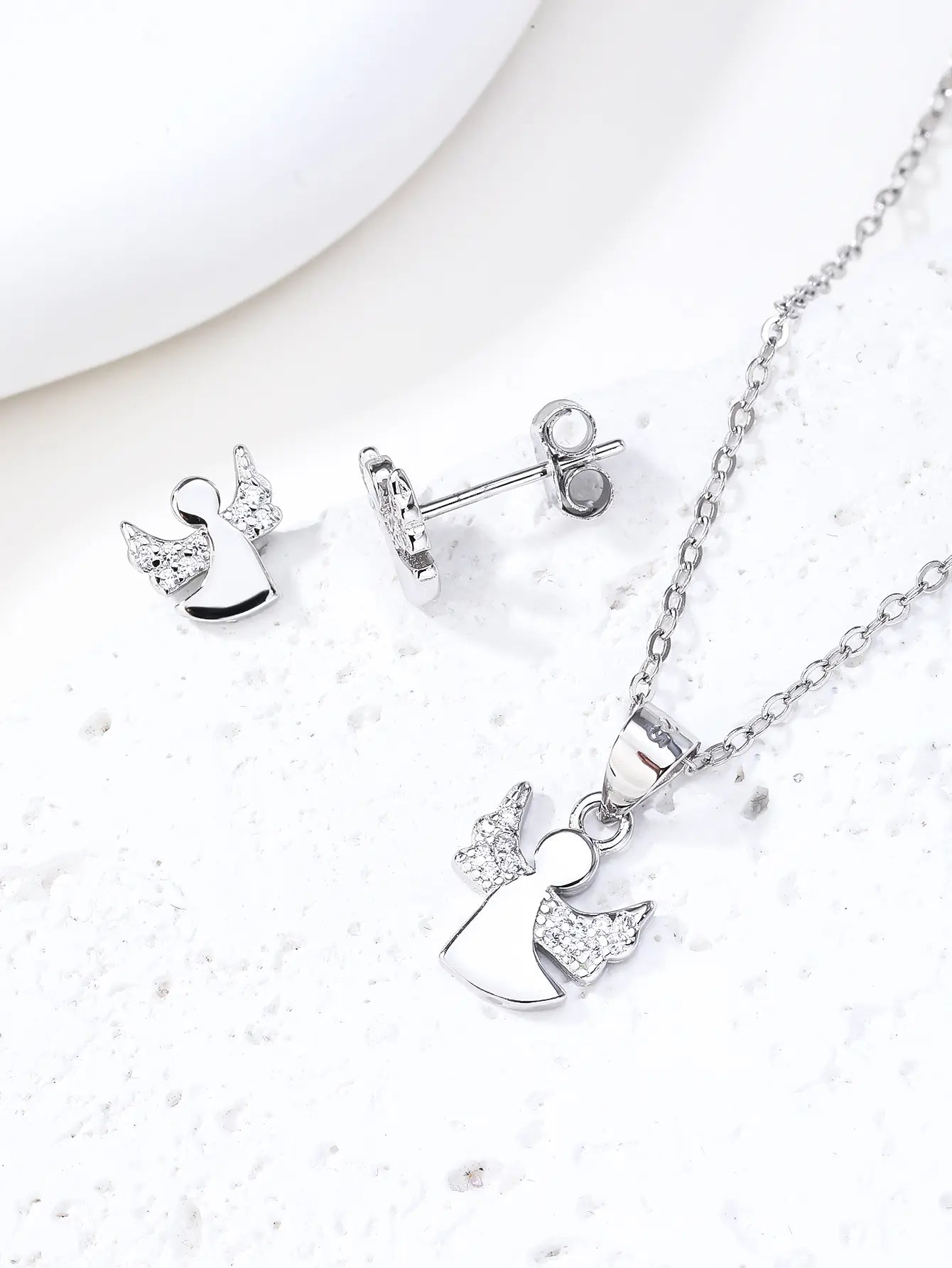 Angel jewel set AG925 silver, rhodium plated (without chain)
