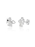 Angel earrings with heart AG925 silver, rhodium plated