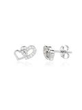 Double heart earrings with zirconia - AG 925 sterling silver, rhodium plated