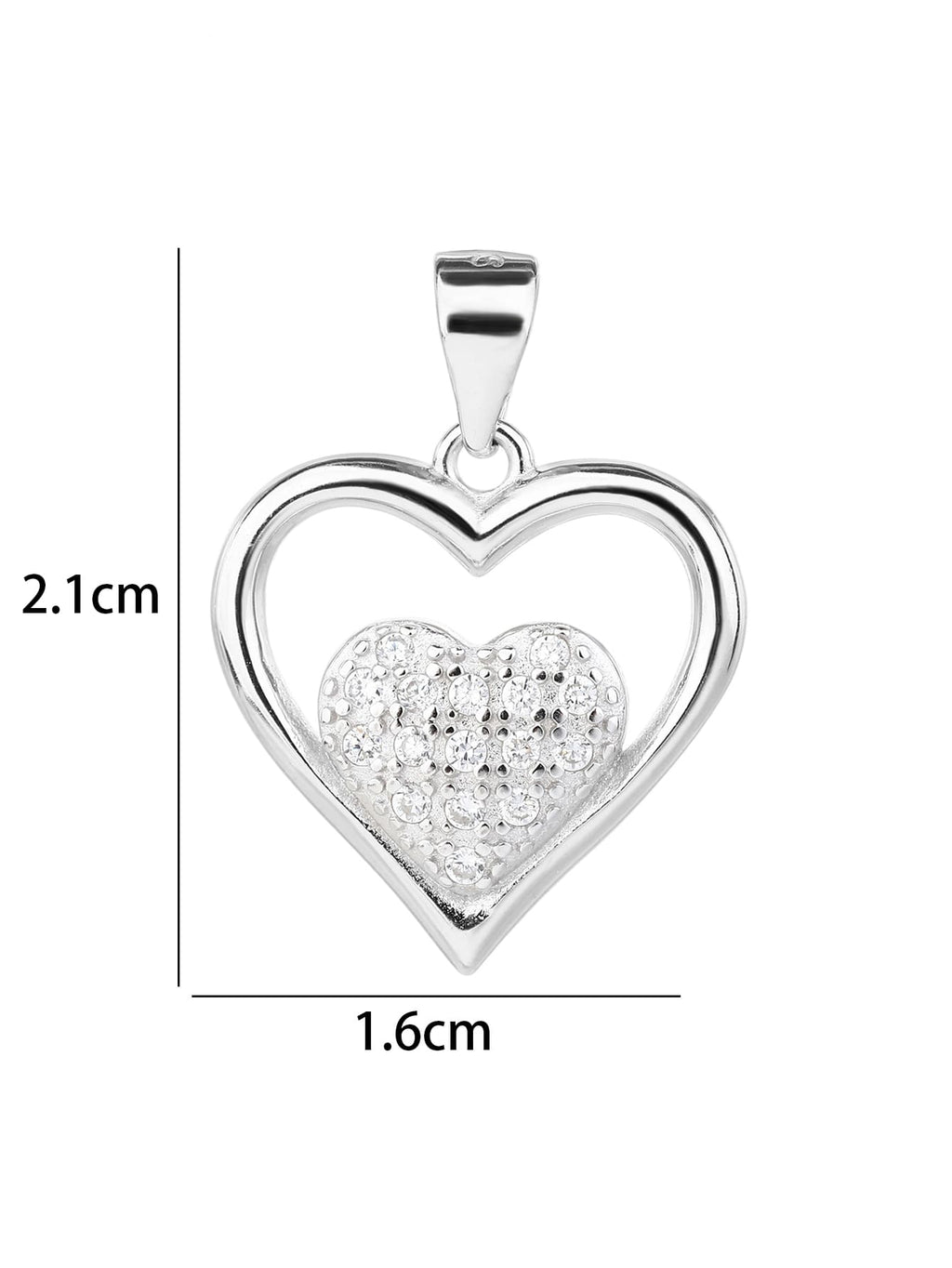 Double heart pendant with zirconia in hallmarked, rhodium-plated 925 sterling silver – lifestyle view – DRESCHER Jewellery®