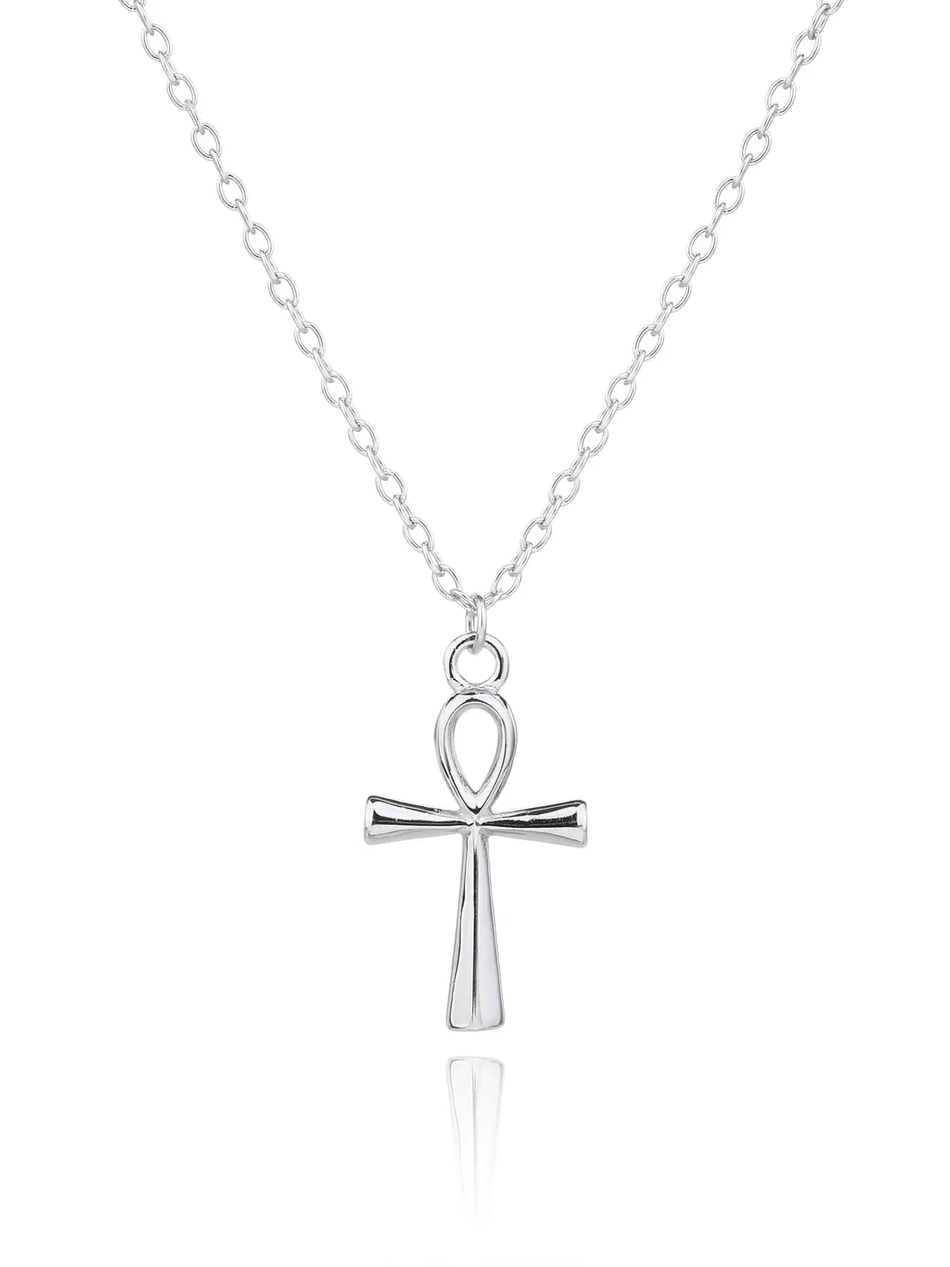 Silver Ankh cross necklace