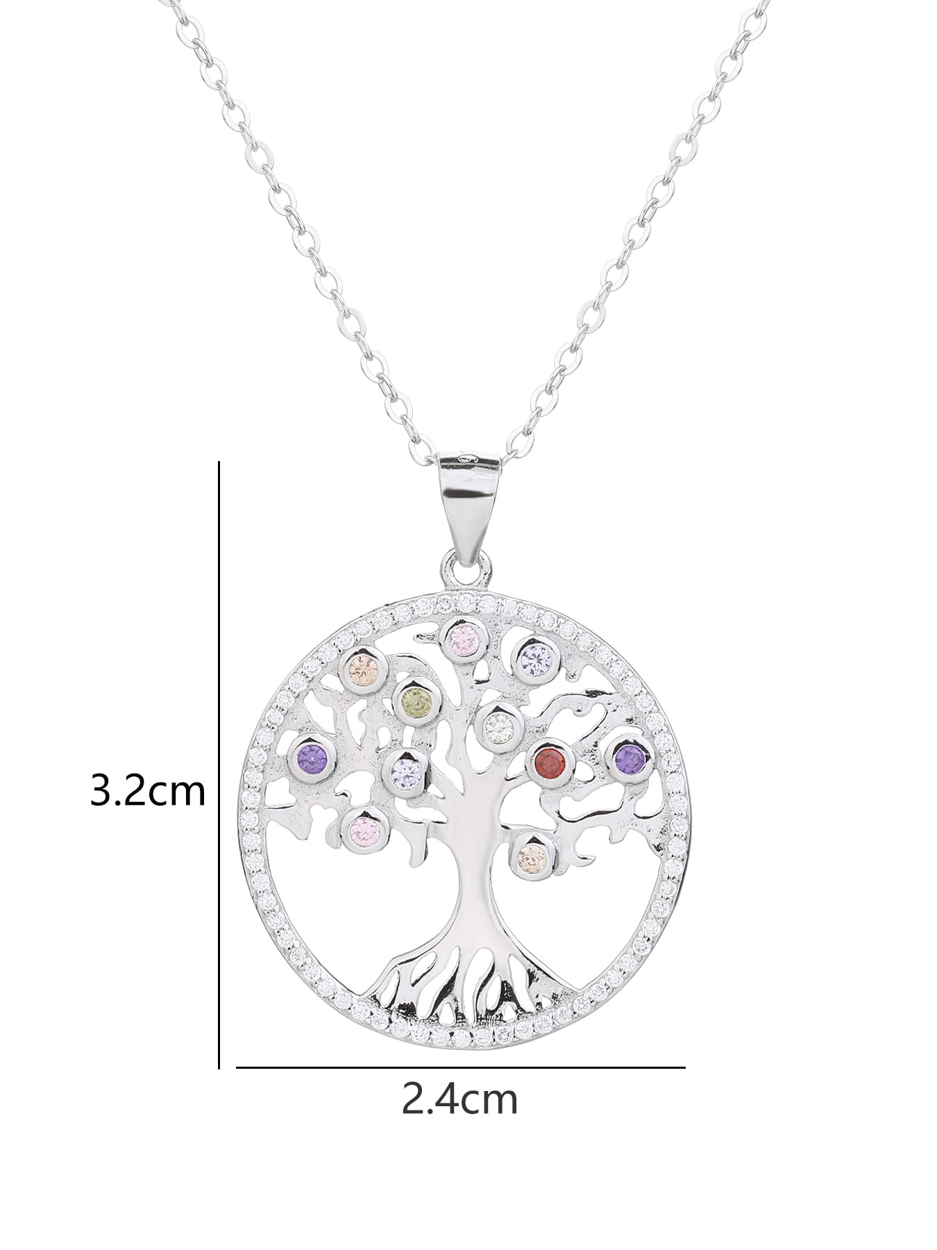 Tree of Life pendant with coloured stones in hallmarked, rhodium-plated 925 sterling silver – lifestyle view – DRESCHER Jewellery®