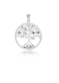 Silver Tree of Life pendant with coloured stones