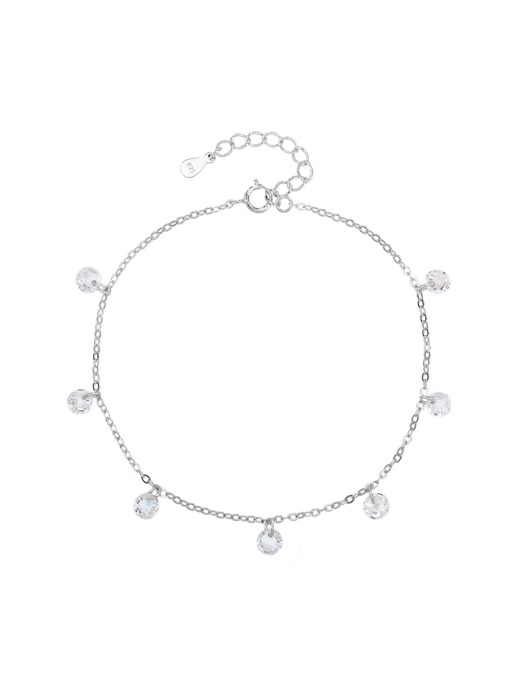 clear cubic zirconia stone bracelet in hallmarked, rhodium-plated 925 sterling silver – alternate front view – DRESCHER Jewellery®