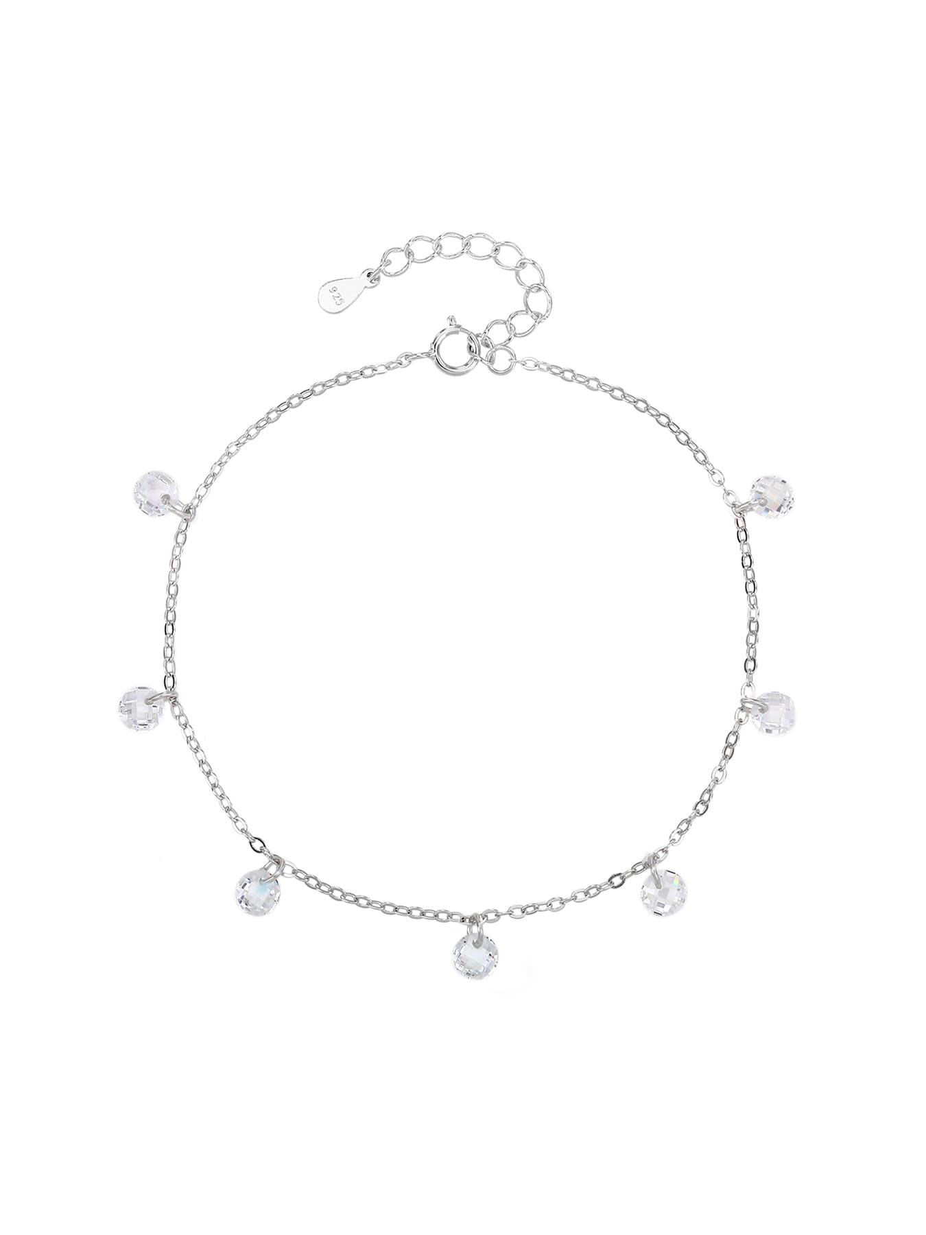 clear cubic zirconia stone bracelet in hallmarked, rhodium-plated 925 sterling silver – alternate front view – DRESCHER Jewellery®
