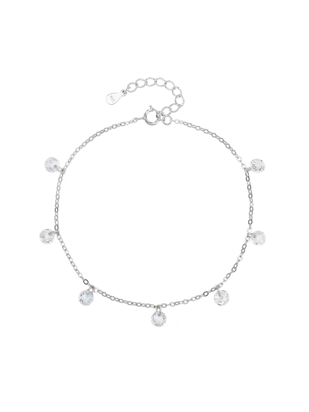 clear cubic zirconia stone bracelet in hallmarked, rhodium-plated 925 sterling silver – front view – DRESCHER Jewellery®