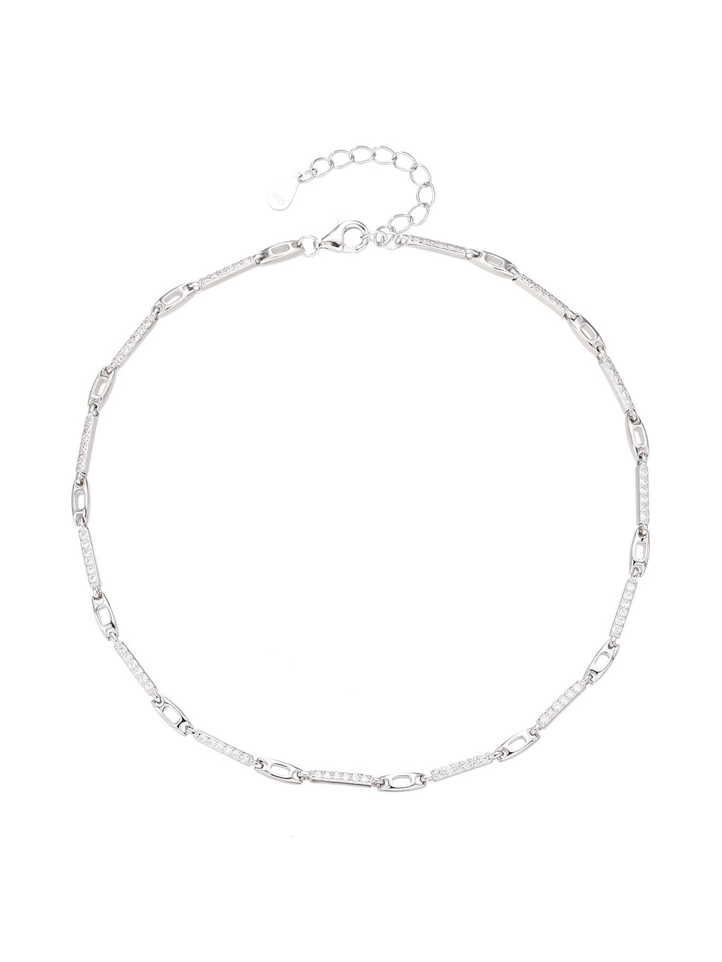 anklet with zirconia decoration in hallmarked, rhodium-plated 925 sterling silver – alternate front view – DRESCHER Jewellery®