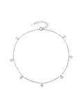Silver anklet with white zirconia stones (24+4 cm)