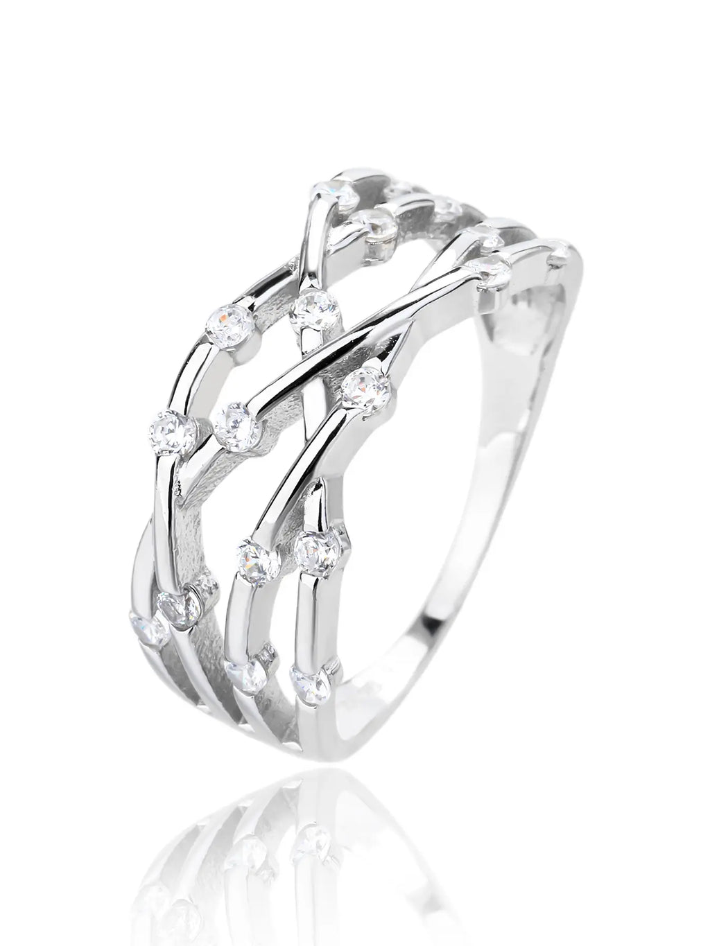 Silver cubic zirconia multi-stone design ring