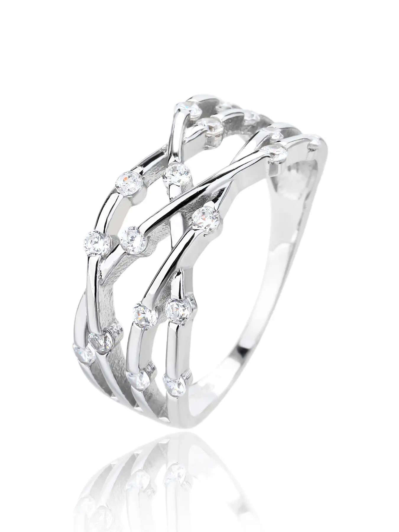 Silver cubic zirconia multi-stone design ring