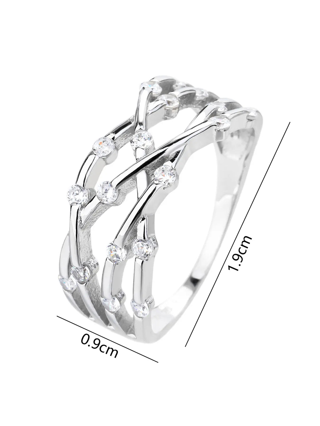 Silver cubic zirconia multi-stone design ring