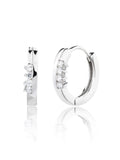 Silver white cubic zirconia stone hoop earrings