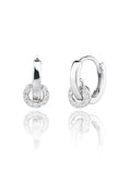 Silver white cubic zirconia stone hoop earrings
